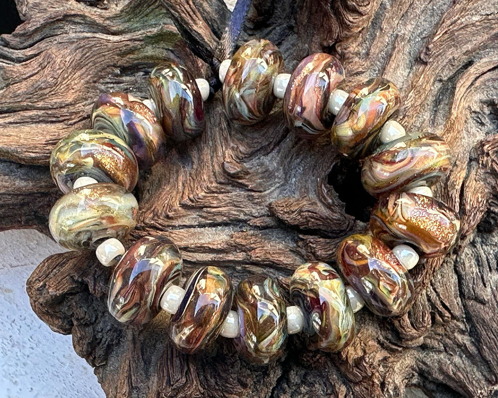 brown lampwork beads