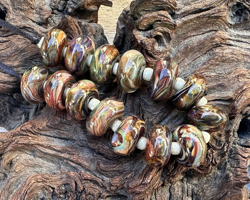 brown lampwork beads