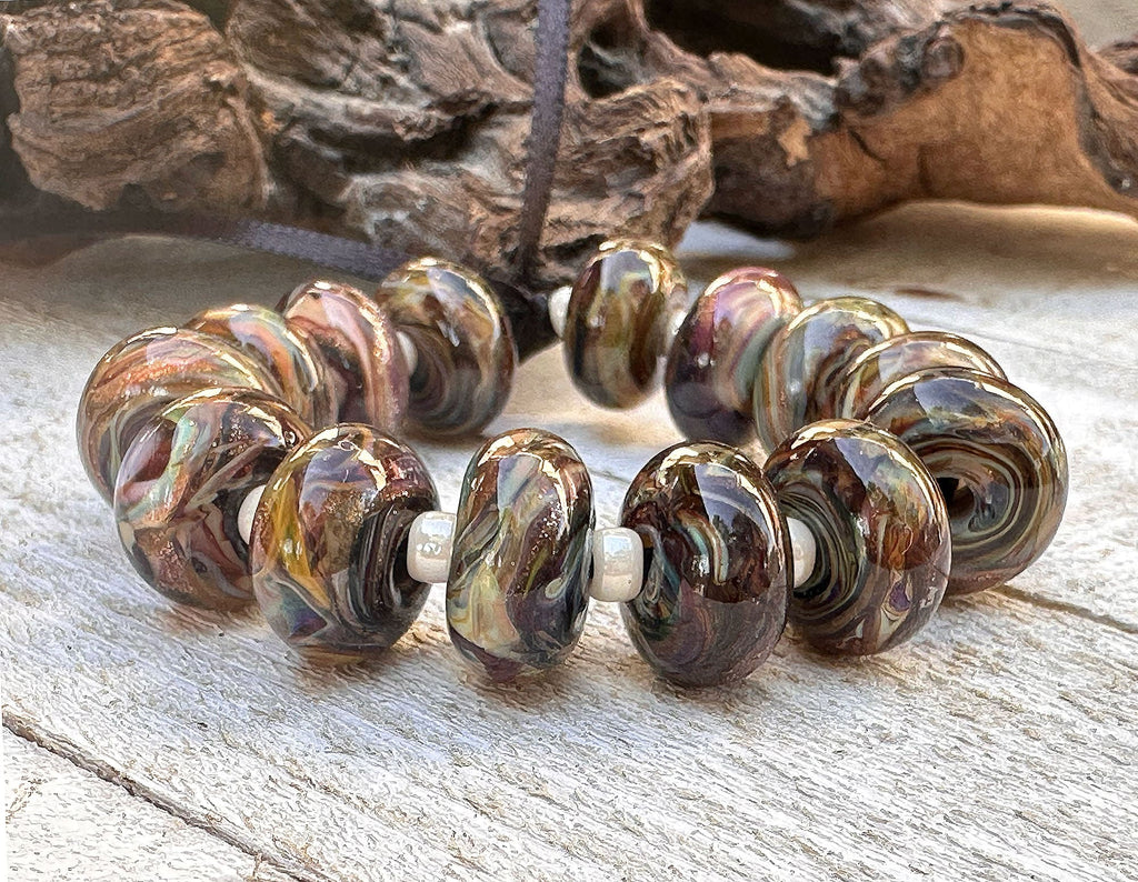 brown lampwork beads