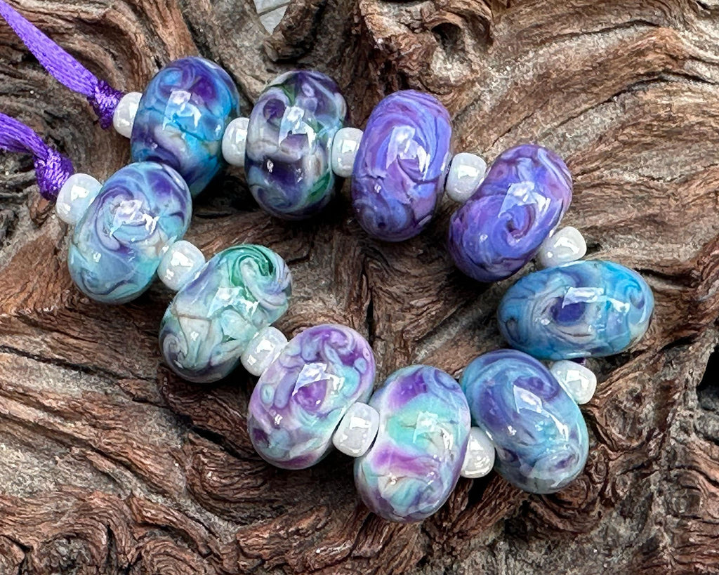 blue lampwork beads