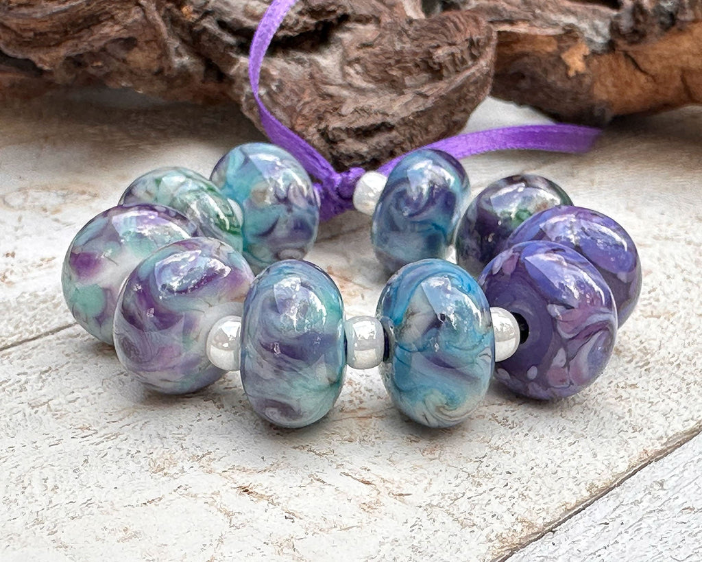 blue lampwork beads
