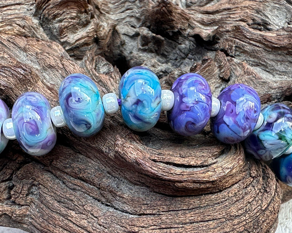 blue lampwork beads