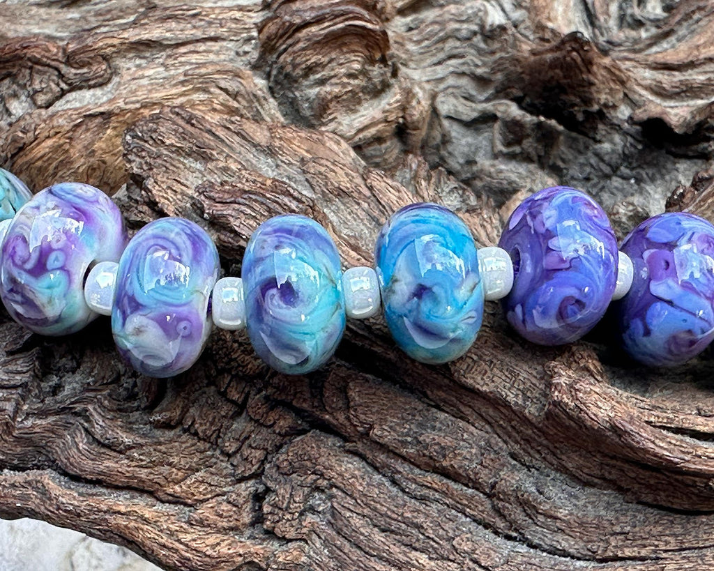 blue lampwork beads