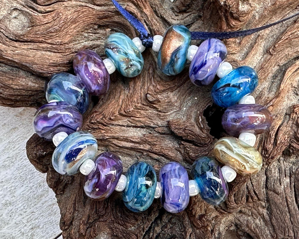 blue lampwork beads