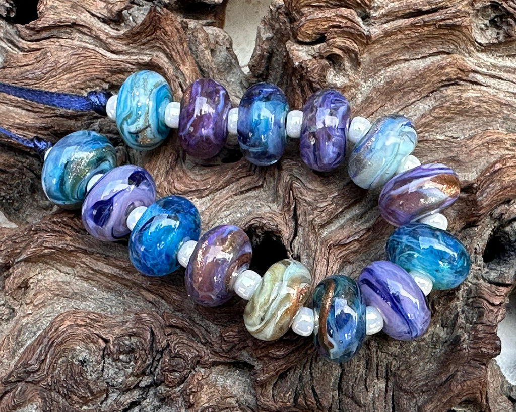 blue lampwork beads