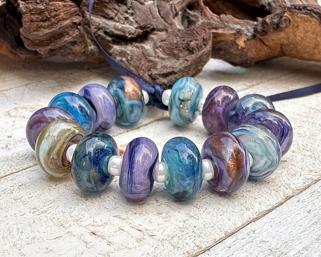 blue lampwork beads