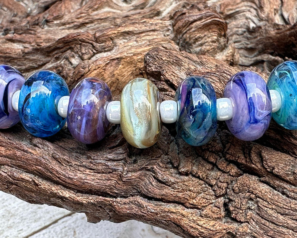 blue lampwork beads