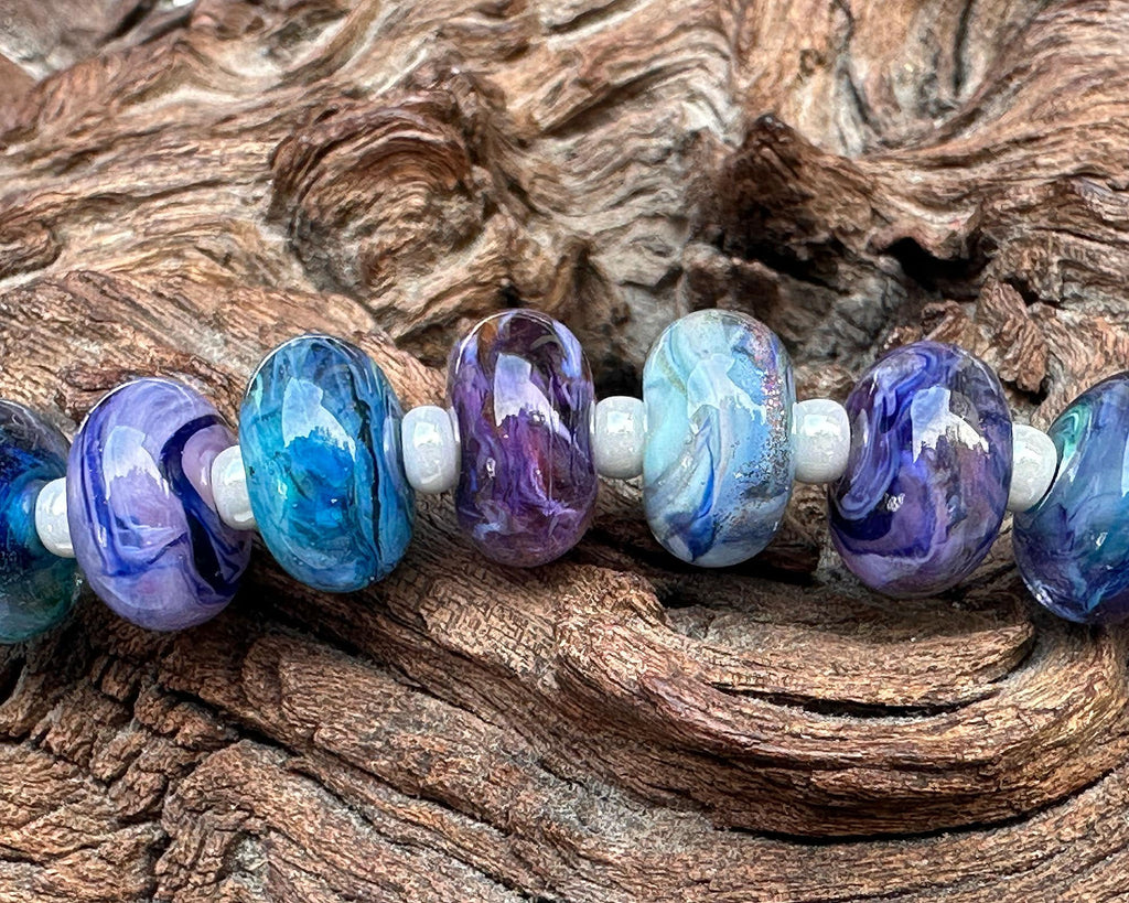 blue lampwork beads