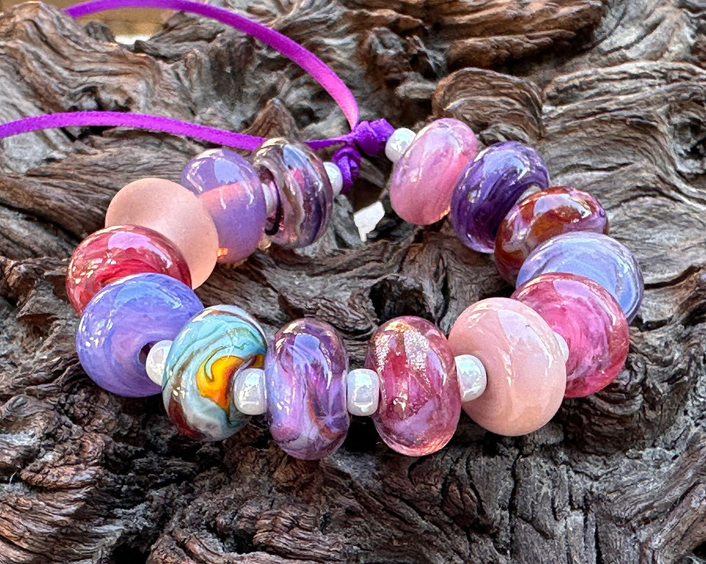 pink lampwork beads