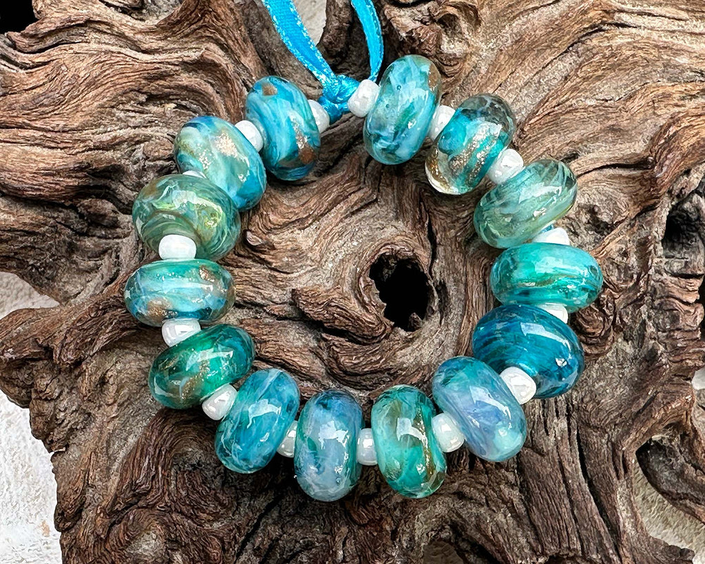 blue lampwork beads