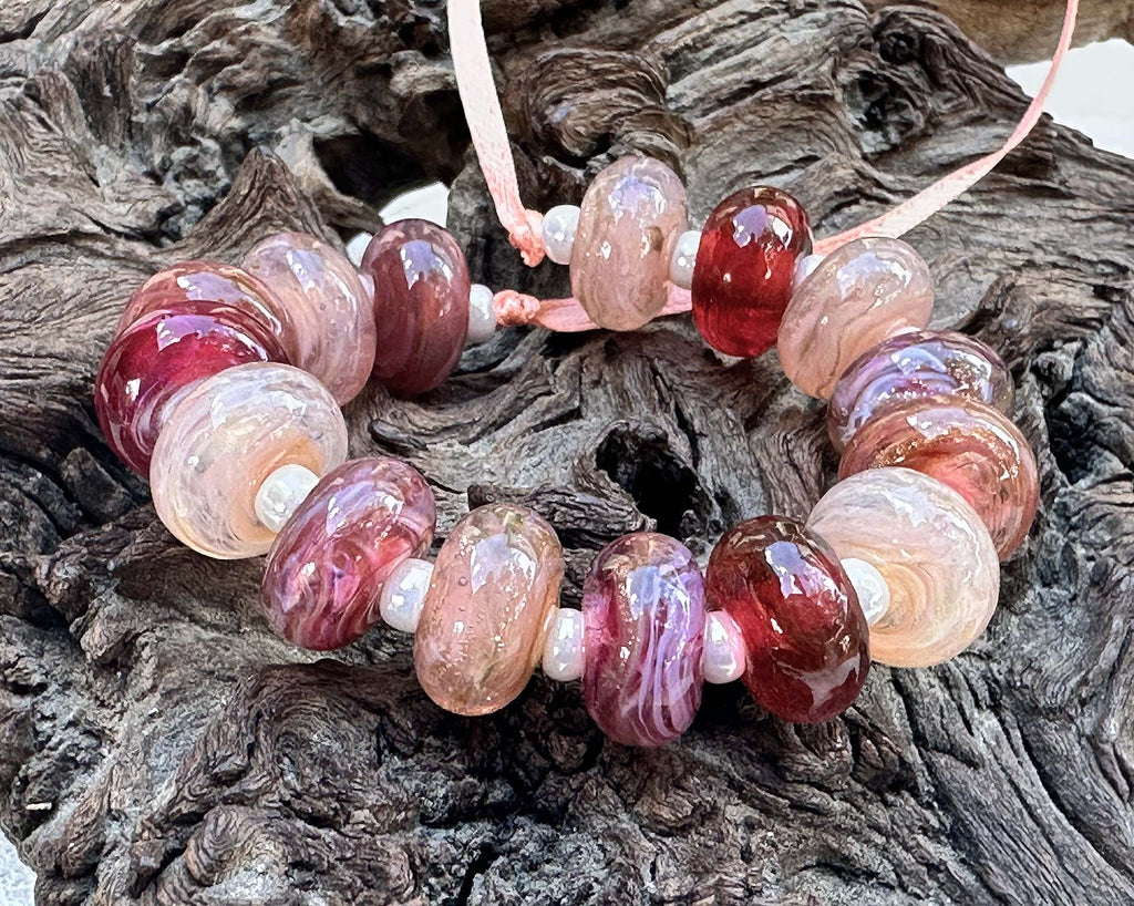 pink lampwork beads