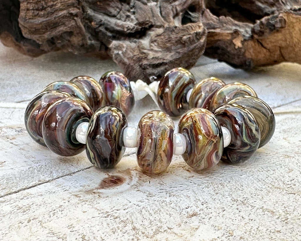 brown lampwork beads
