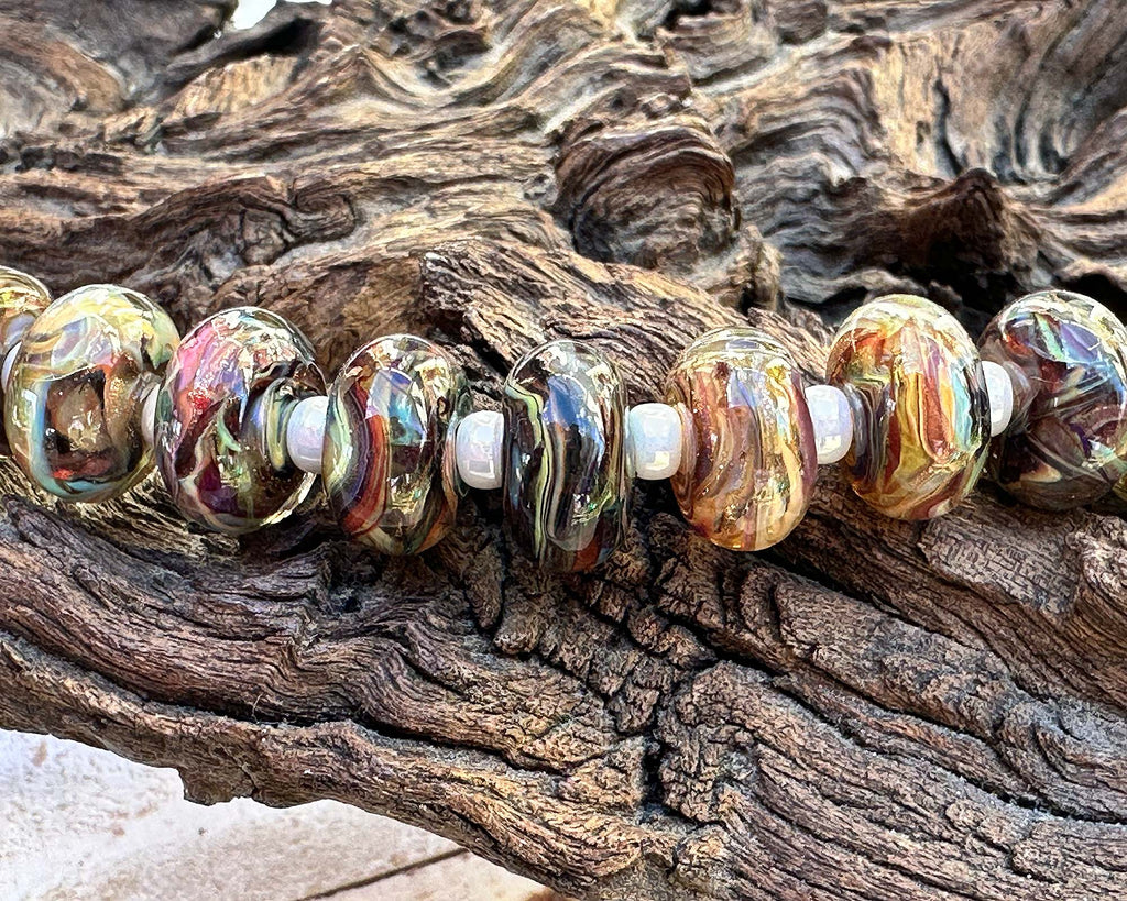 brown lampwork beads