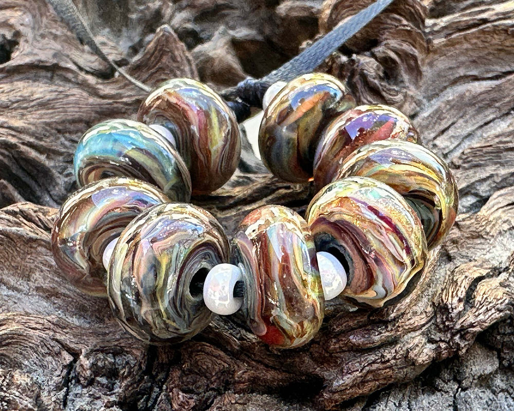 brown lampwork beads