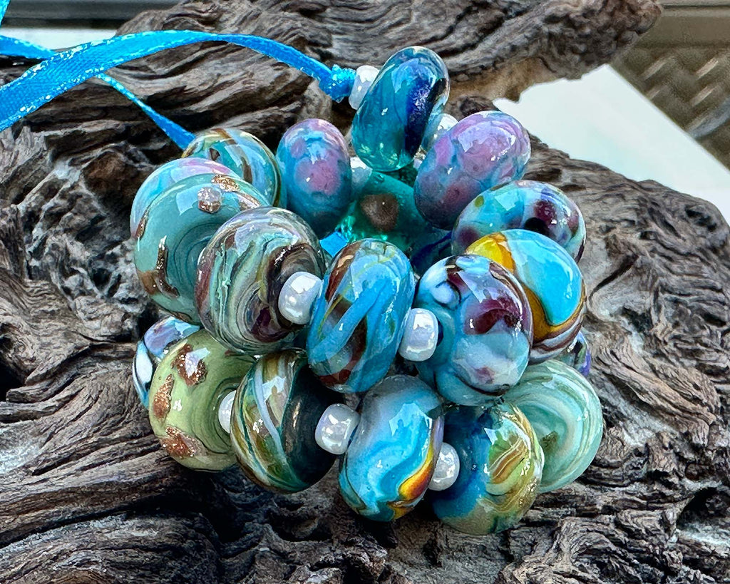 turquoise lampwork beads