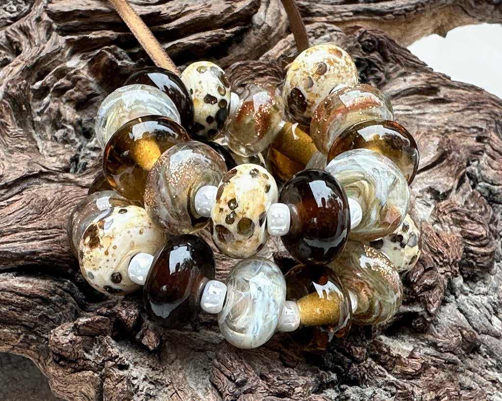 brown lampwork beads