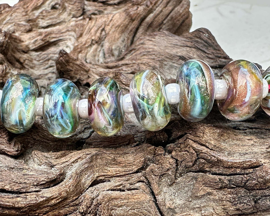 rainbow lampwork beads