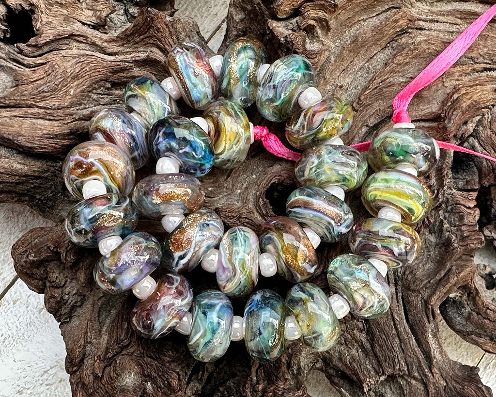 rainbow lampwork beads