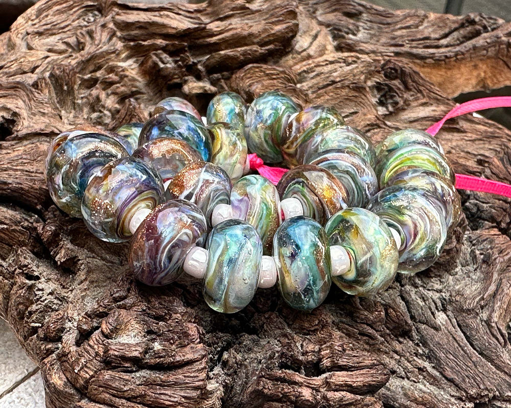 rainbow lampwork beads