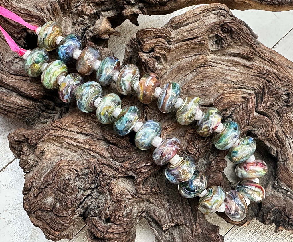 rainbow lampwork beads