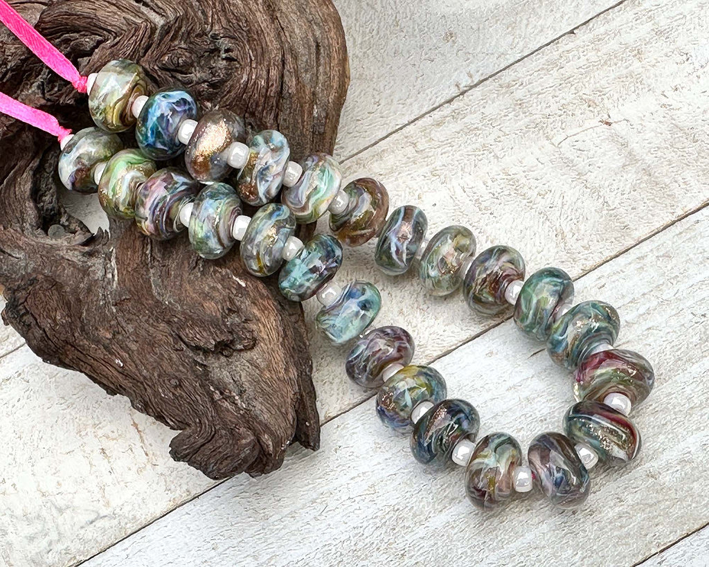 rainbow lampwork beads