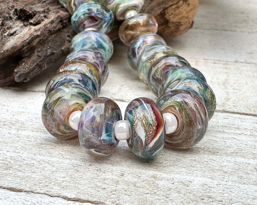 rainbow lampwork beads