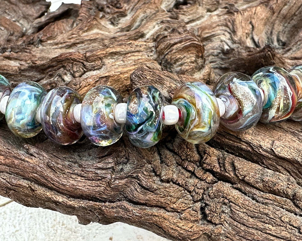 rainbow lampwork beads