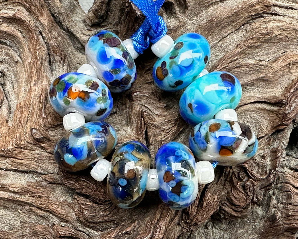 blue lampwork beads
