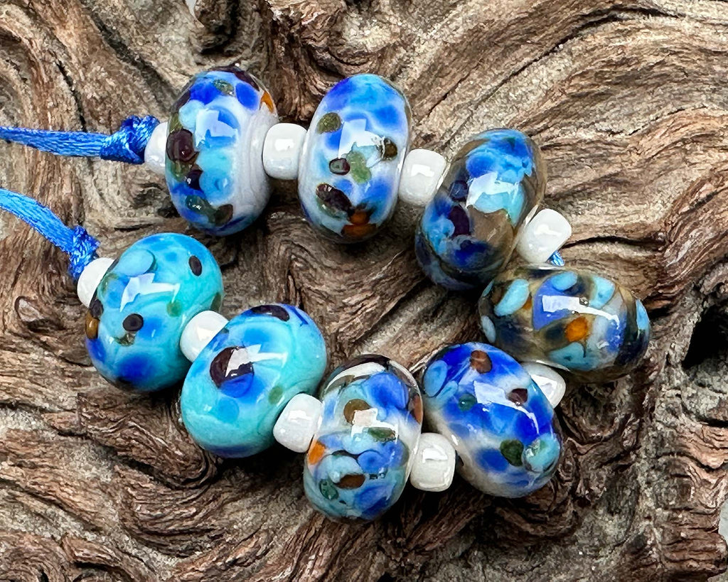 blue lampwork beads