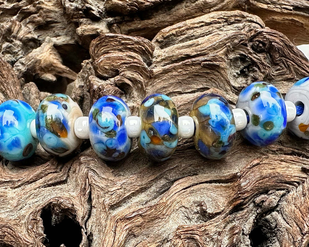 blue lampwork beads