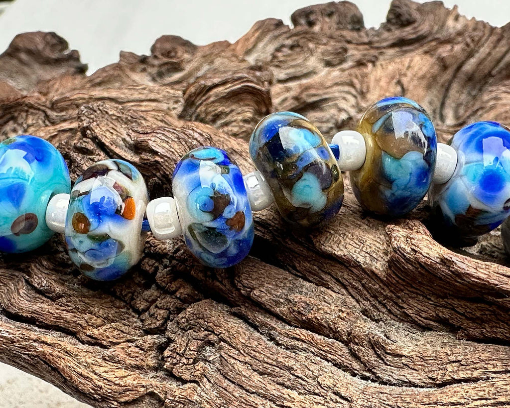 blue lampwork beads