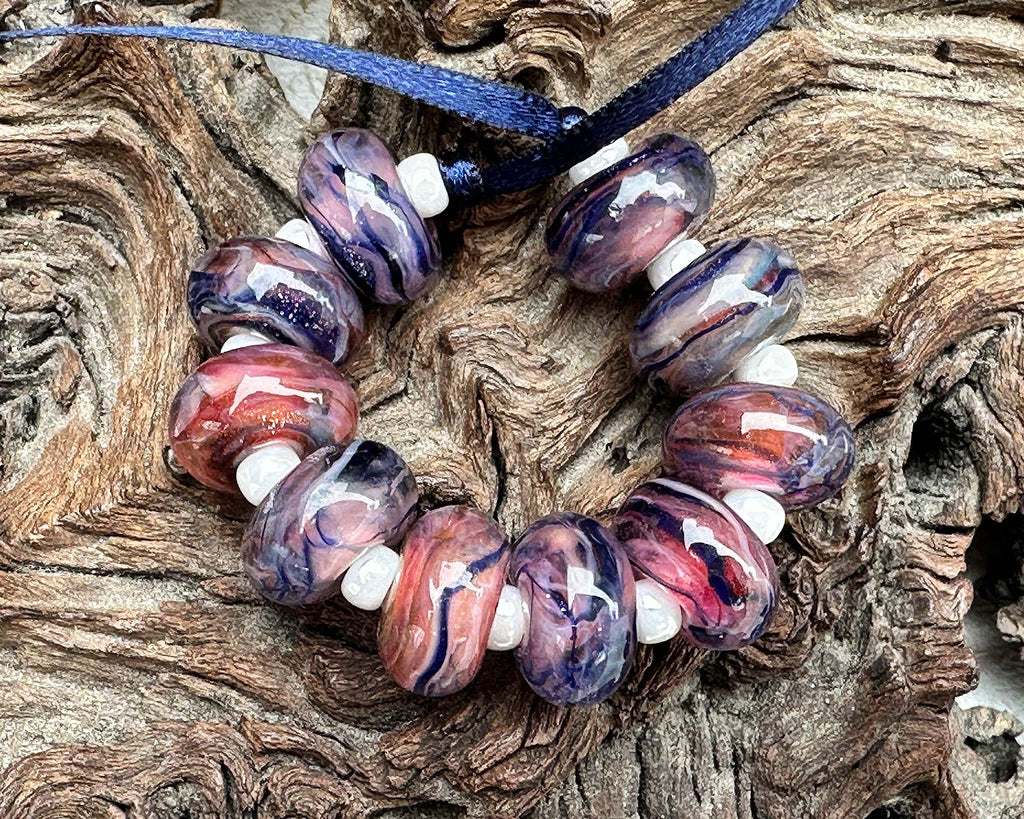 pink lampwork beads