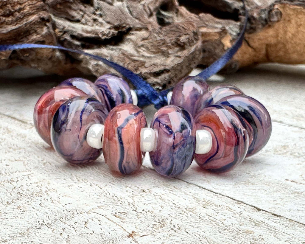 pink lampwork beads