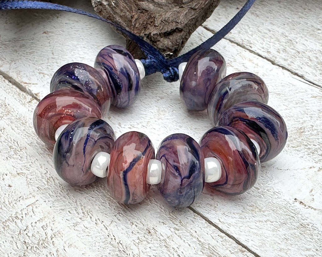 pink lampwork beads