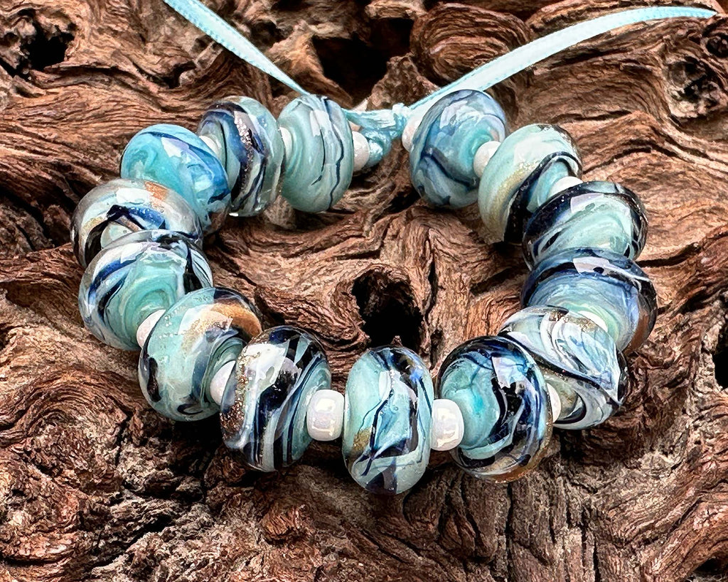 blue lampwork beads