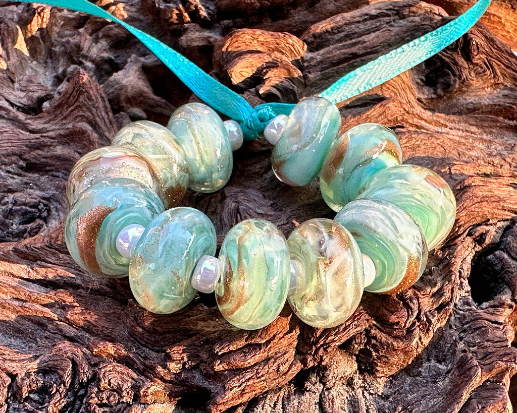 blue lampwork beads