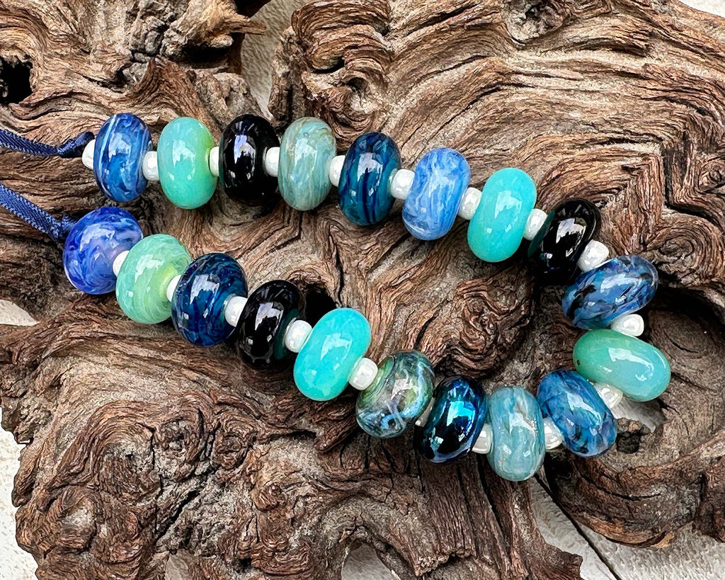 blue lampwork beads