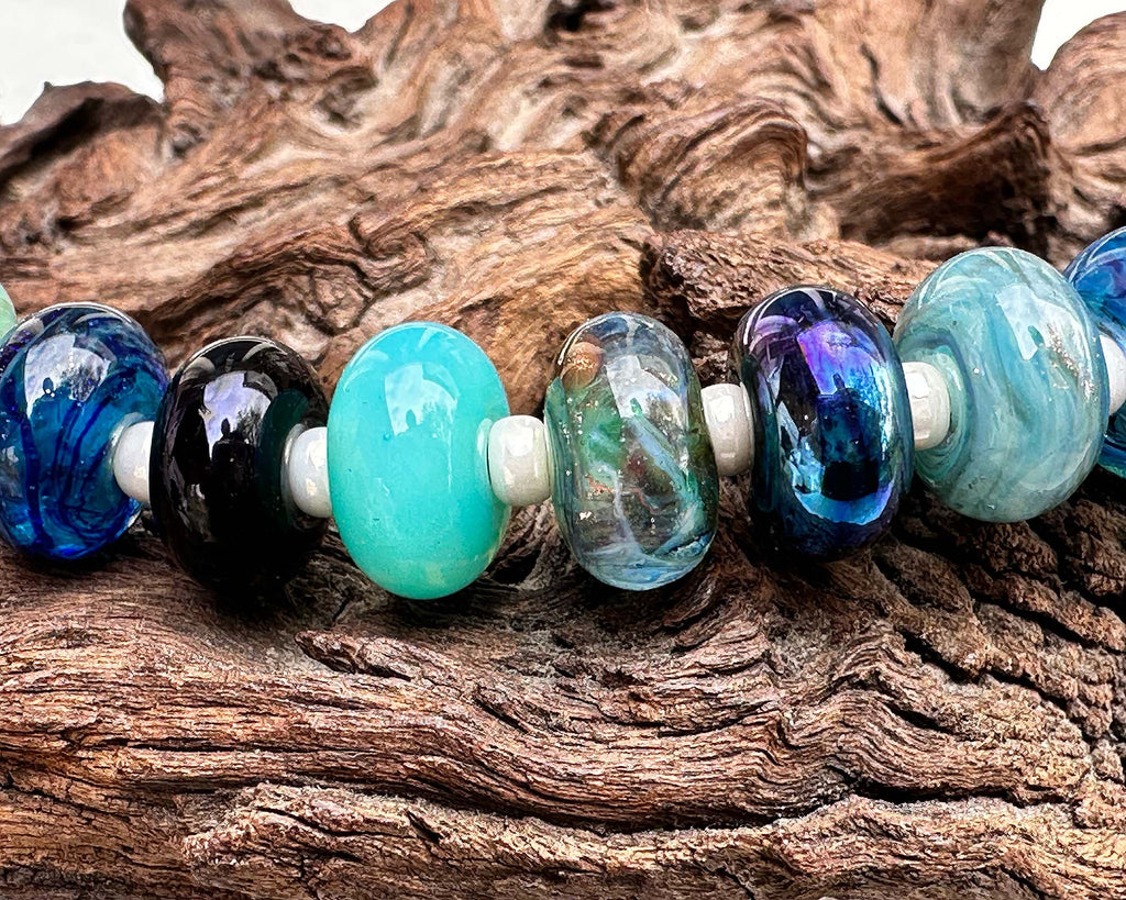 blue lampwork beads