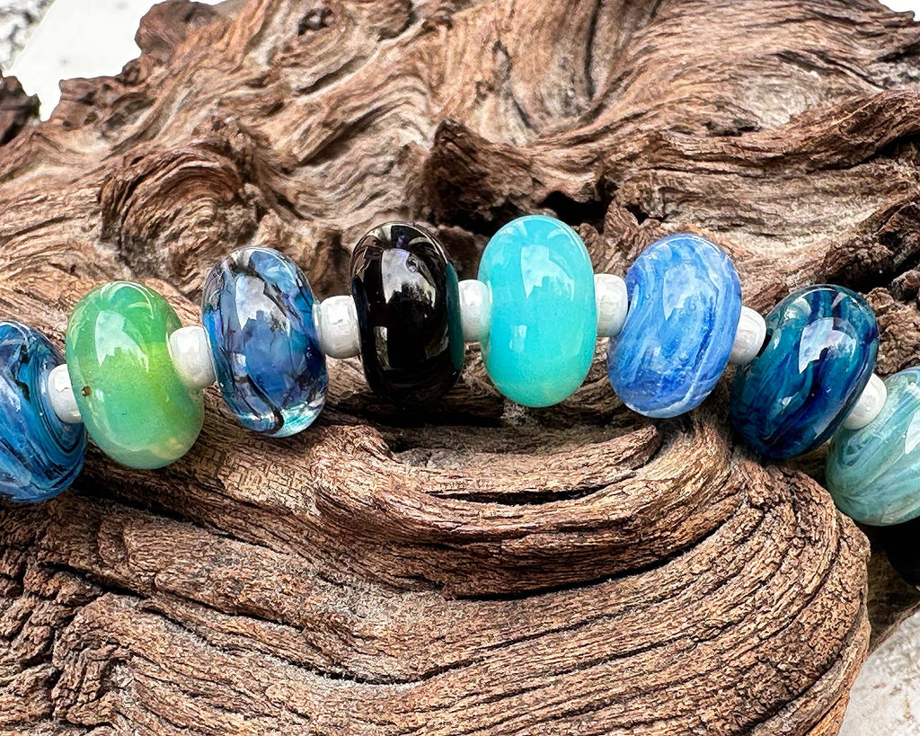 blue lampwork beads