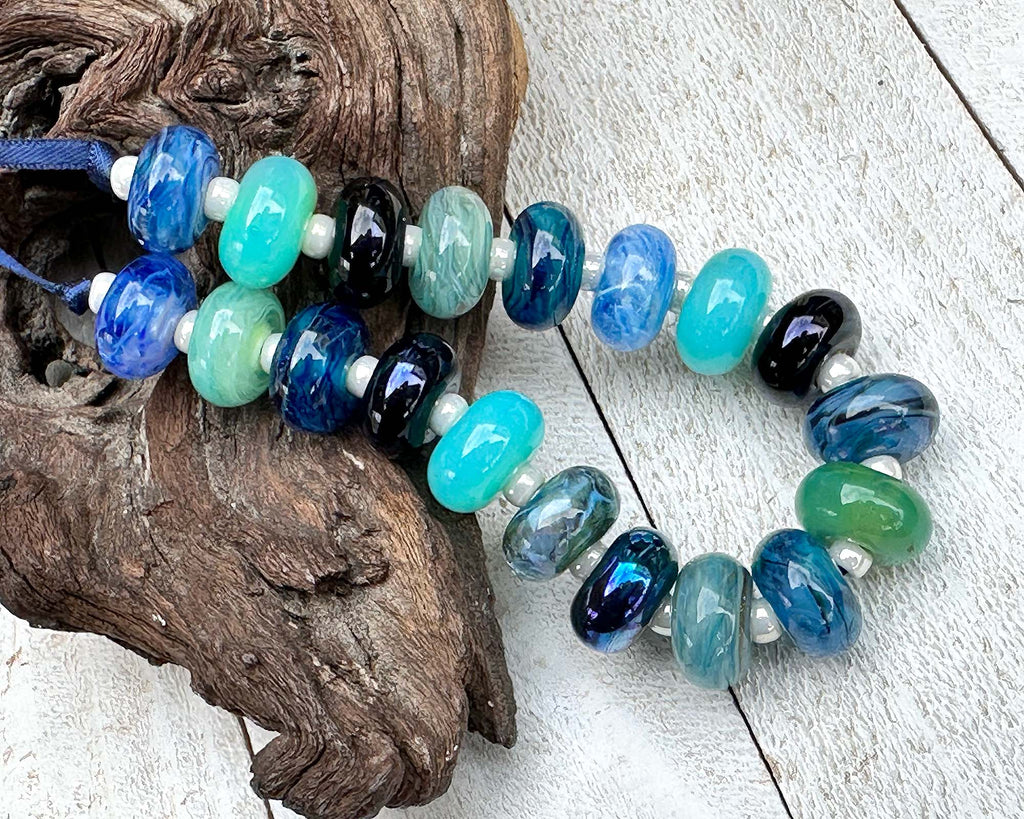 blue lampwork beads