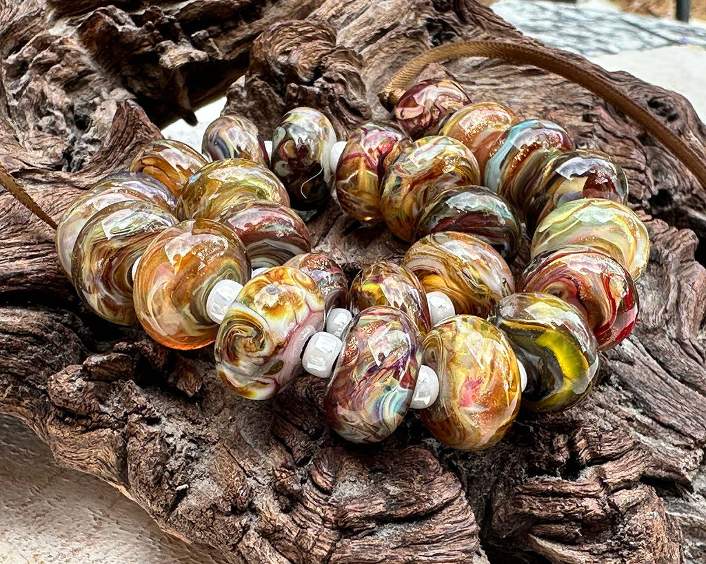 brown lampwork beads