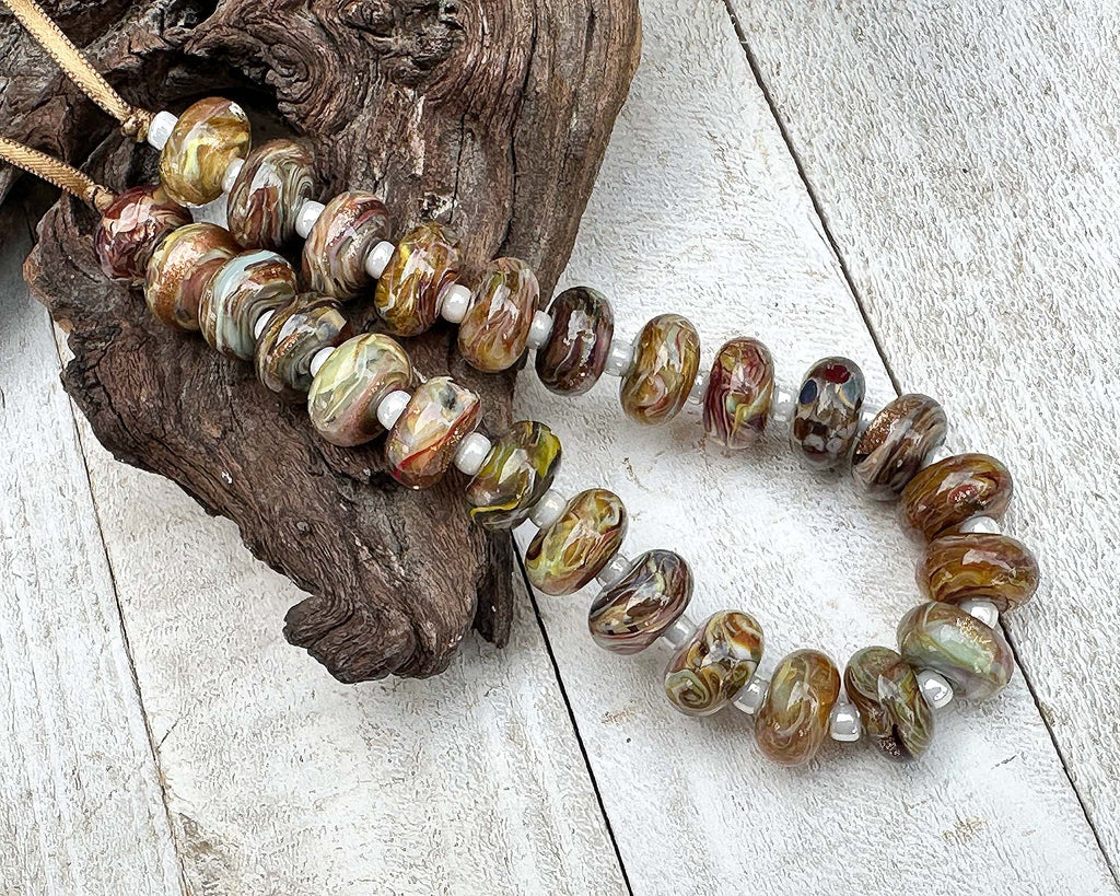 brown lampwork beads