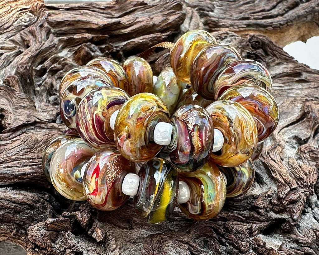 brown lampwork beads