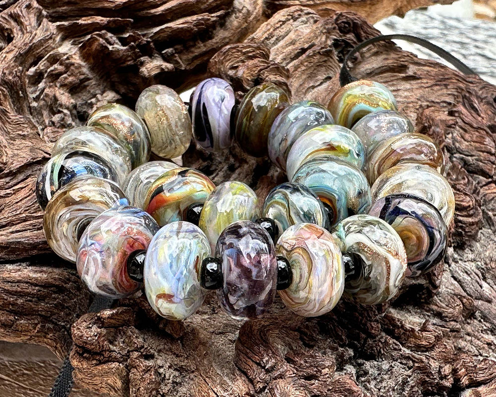 gray lampwork beads