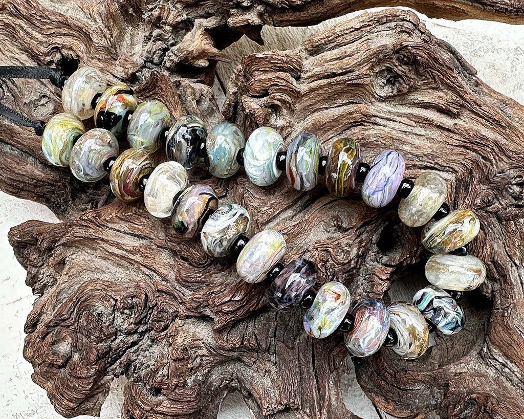 gray lampwork beads
