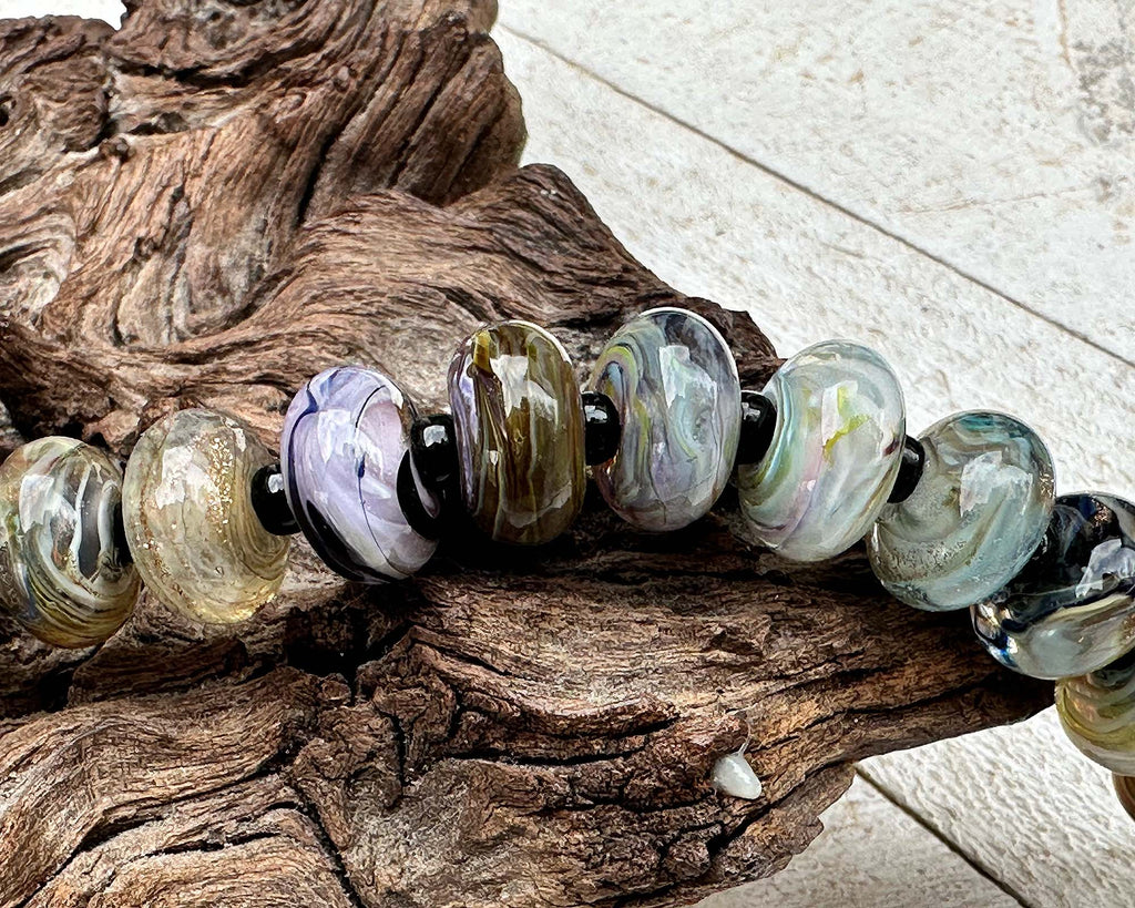 gray lampwork beads