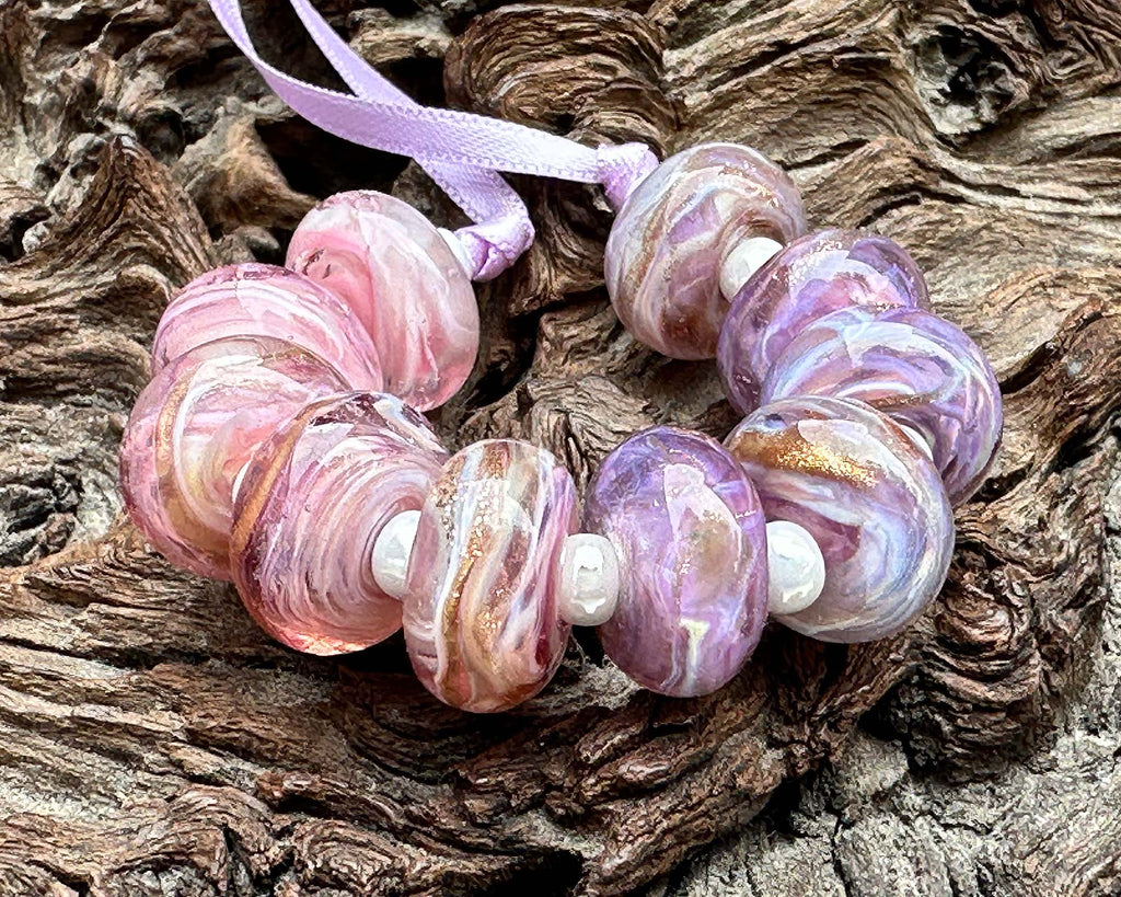 pink lampwork beads