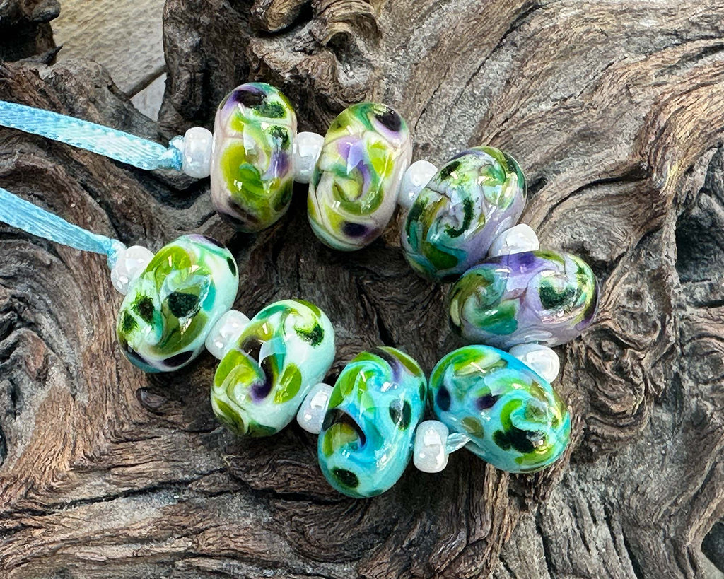 green lampwork beads
