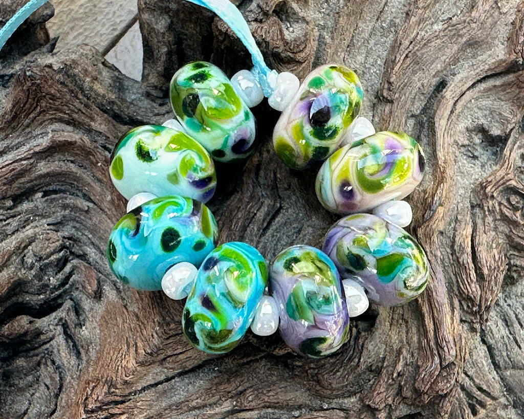green lampwork beads