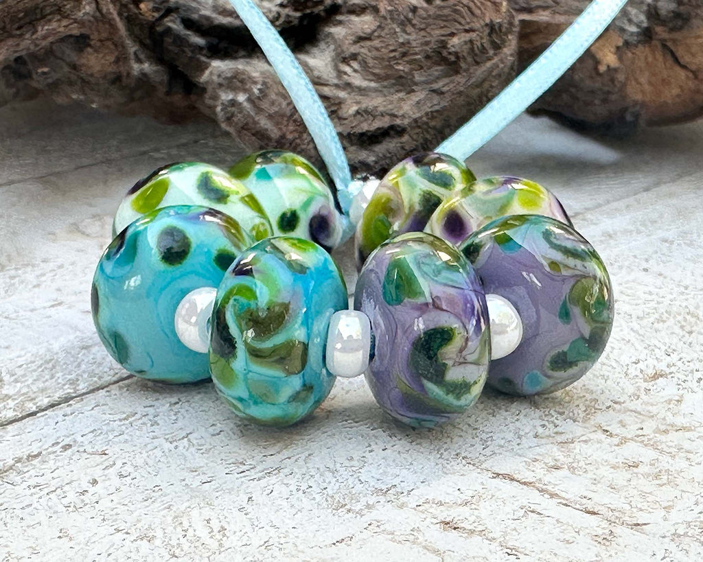 green lampwork beads